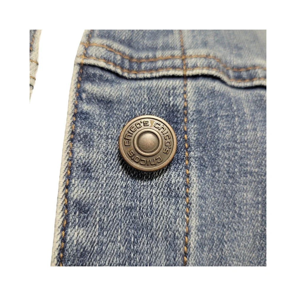 Chico's Blue Jean Jacket Relaxed Fit Timeless Design - Picture 2 of 13